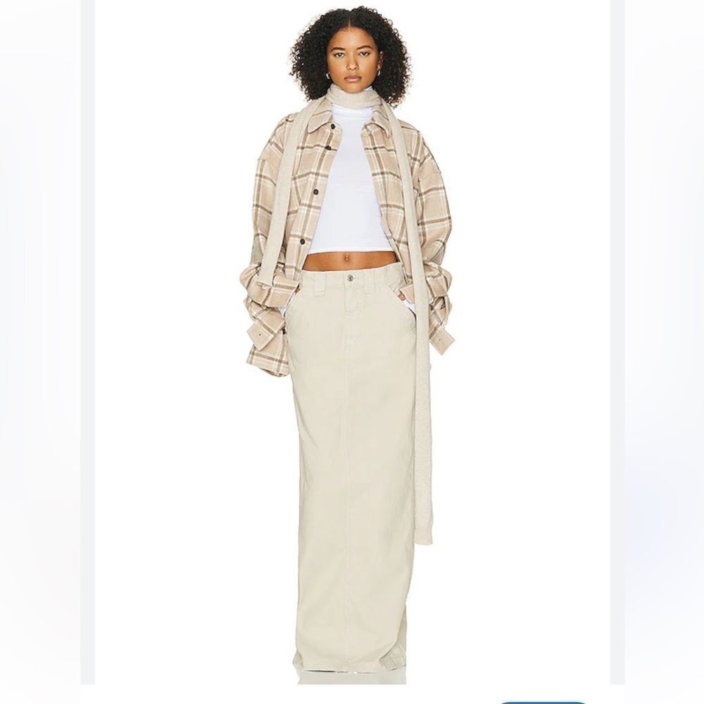 NWT Helsa Workwear Long Skirt in Taupe cotton canvas maxi Revolve FWRD XXS